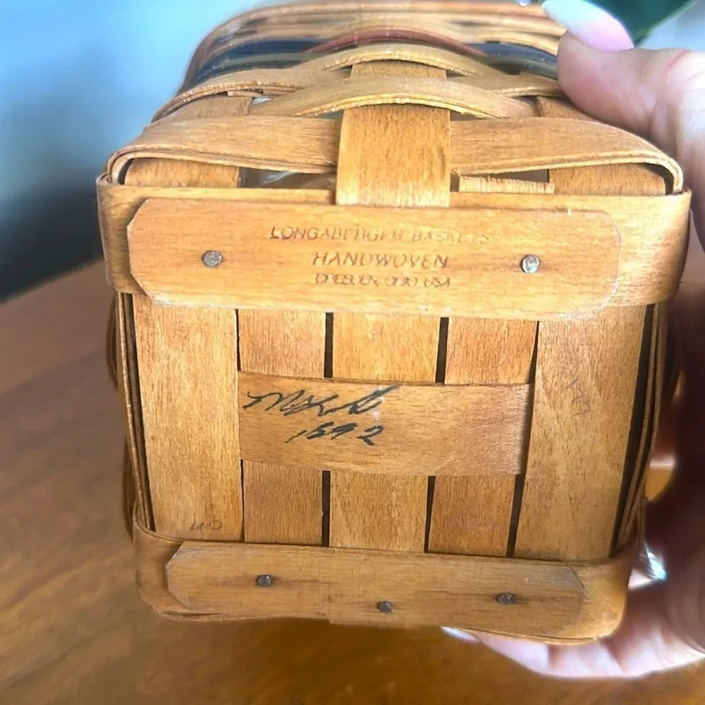 Rare! Longaberger 1992 Signed Vintage Woven Basket with Protective Liner!